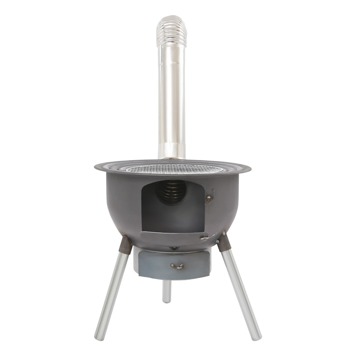 Portable Camping Wood Stove with Chimney & BBQ Grill - Durable Steel