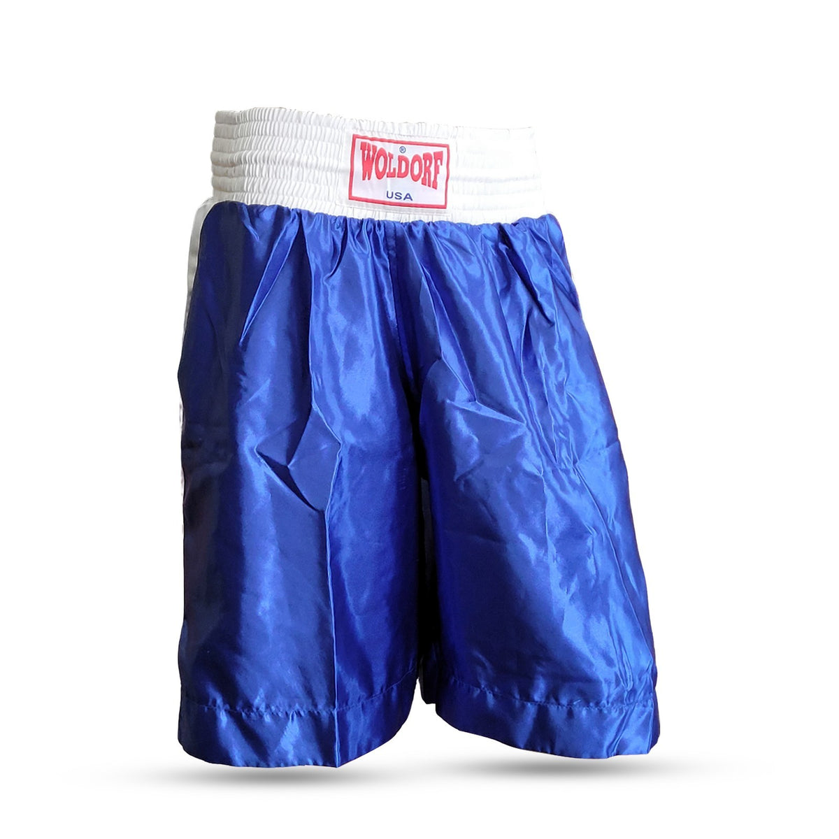 Men's Satin Boxing Shorts - Blue & White Kickboxing MMA Training Shorts
