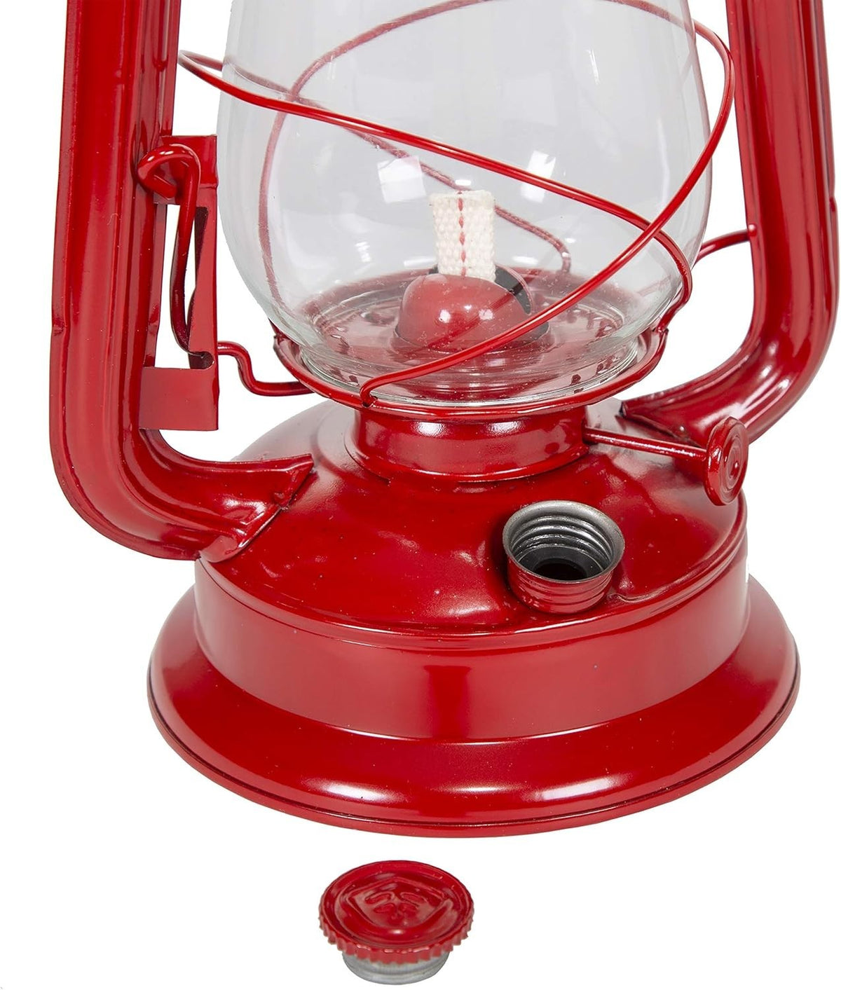 12-Inch Metal Kerosene Oil Lantern with Glass Globe and Adjustable Wick for Camping and Emergency