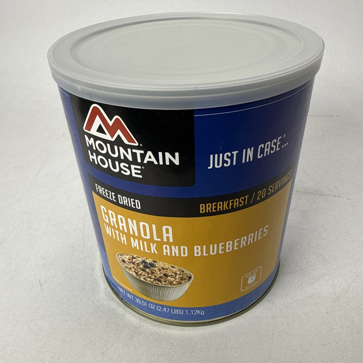 Mountain House Granola with Milk & Blueberries #10 Can - Long Shelf Life, 20 Servings