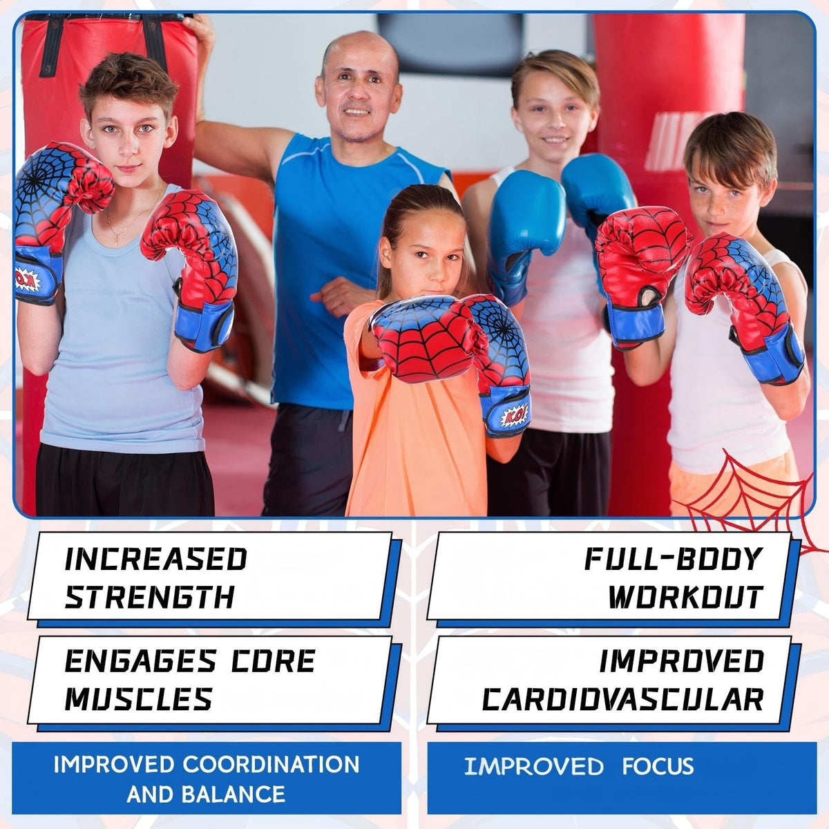 Kids Boxing Gloves and Punching Mitts Set - Sparring Gear for Martial Arts Training