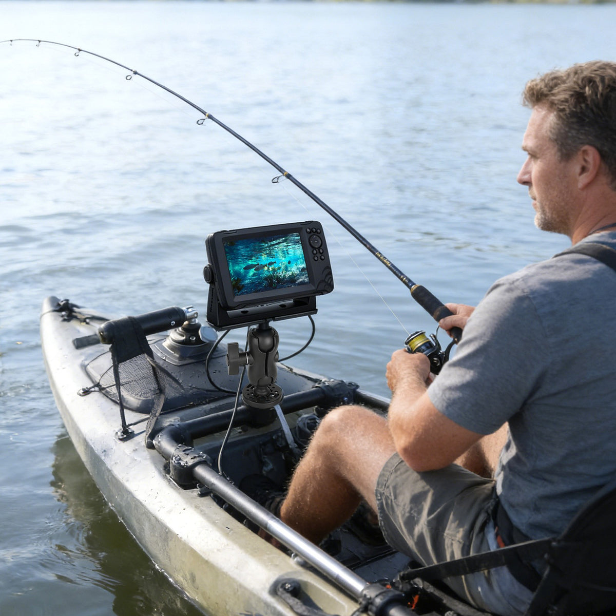 360° Adjustable Fish Finder Mount for Garmin, Lowrance, Humminbird & More