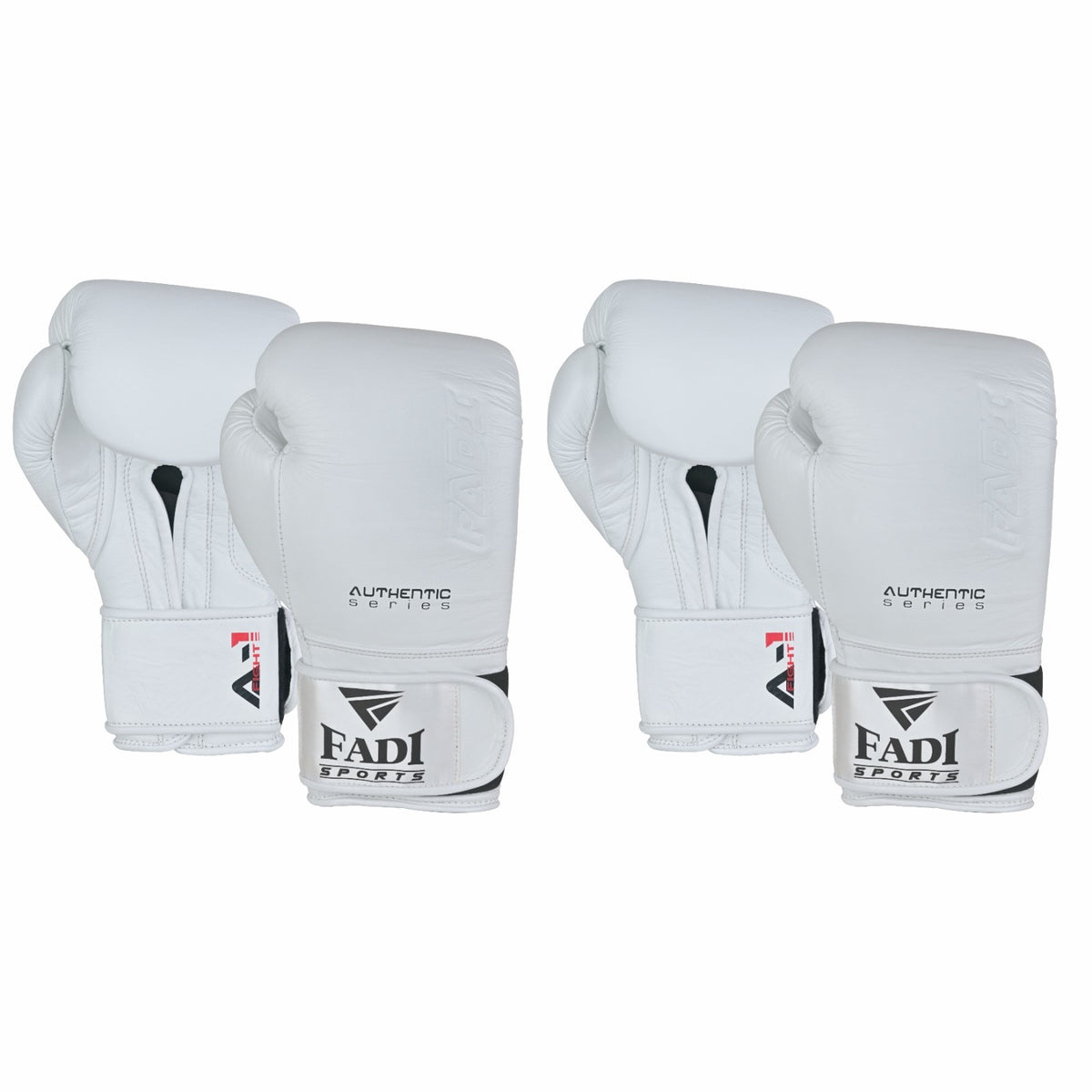 10oz Boxing Gloves Pair - White Leather Sparring & Training Gear