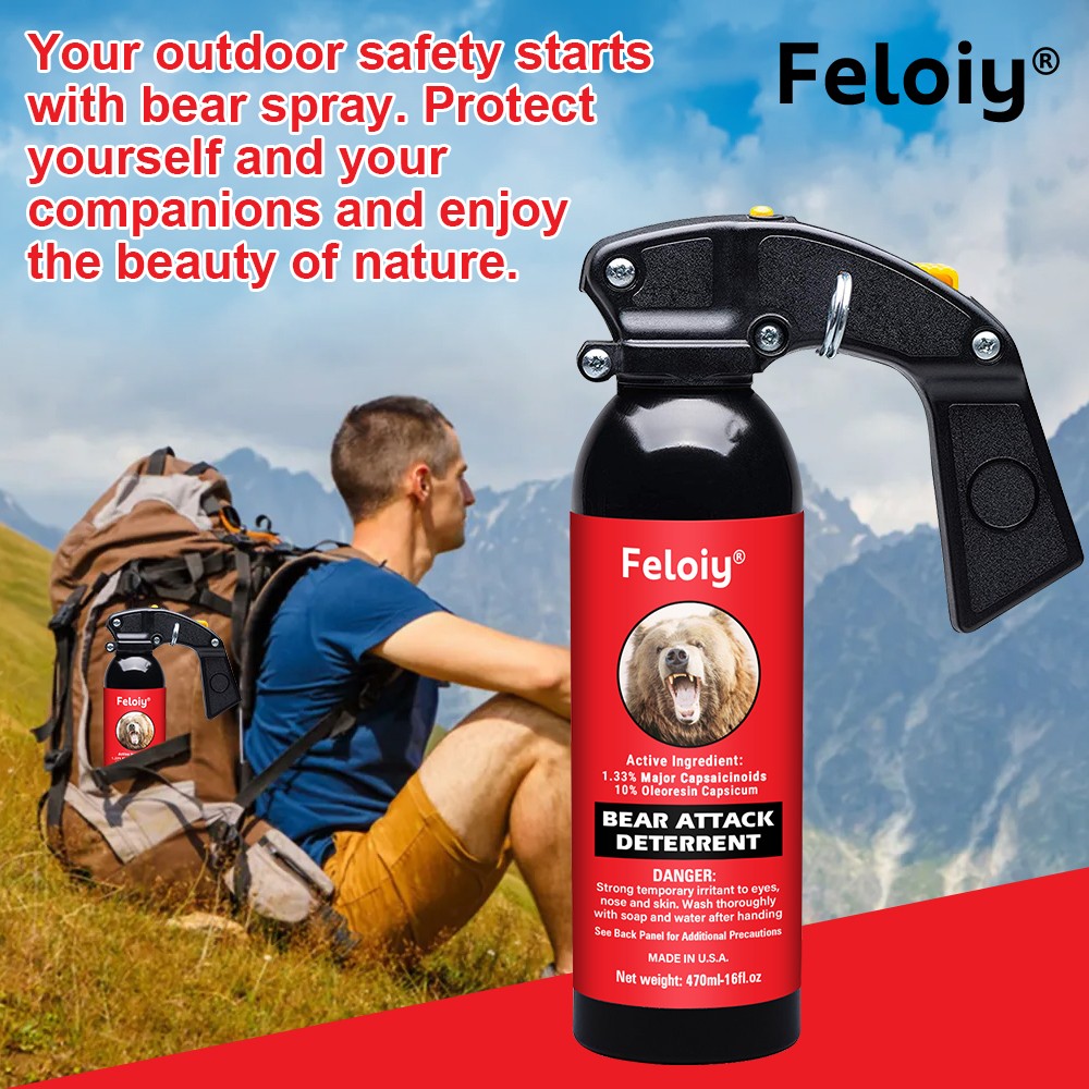 16oz Bear Spray Repellent with Holster - Powerful Wildlife Deterrent
