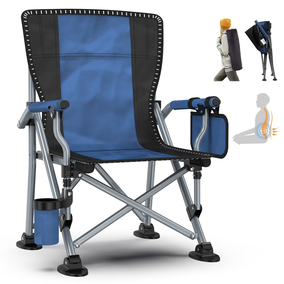 Heavy Duty Portable Camping Chair with Cup Holder and Oversized Design