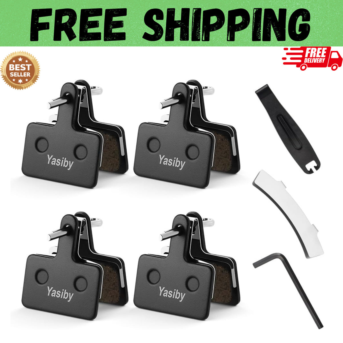 4 Pairs MTB Disc Brake Pads Set Resin & Semi-Metallic Quiet Brake Replacement Kit