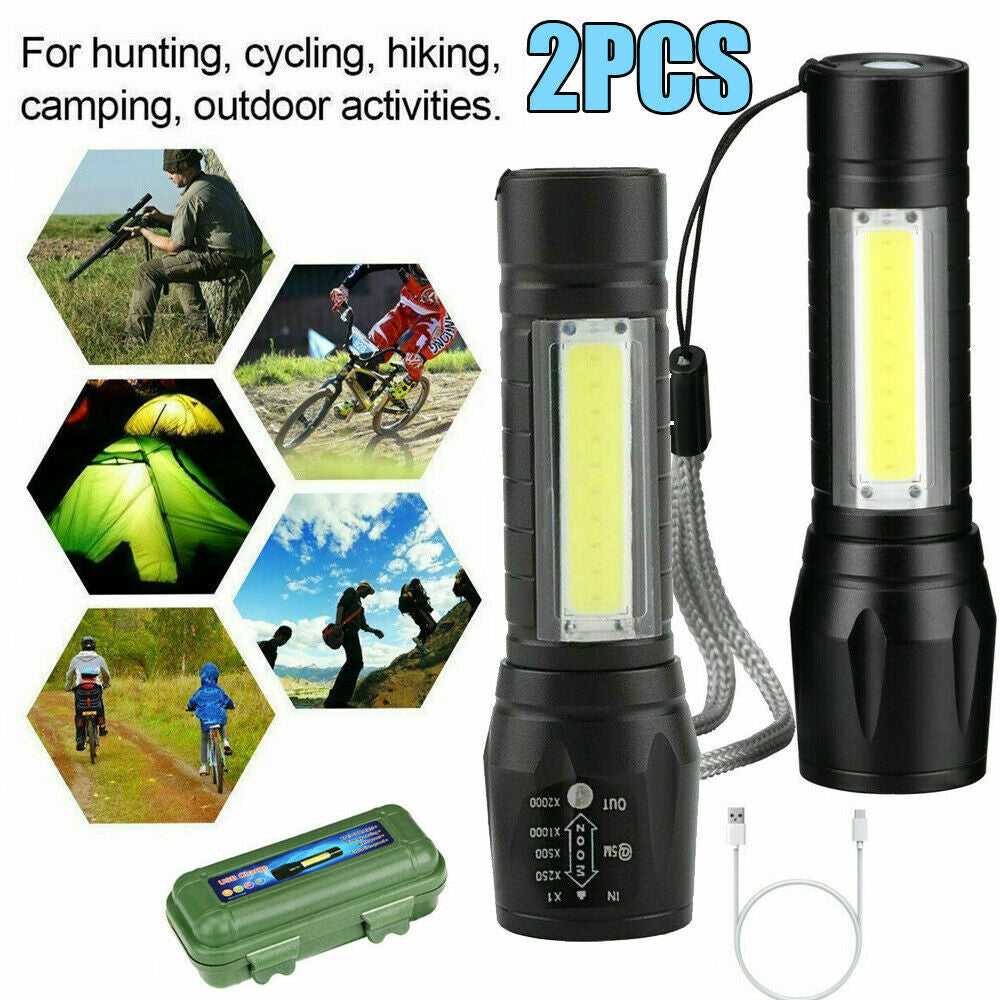 High Lumen Rechargeable Tactical LED Flashlight with Zoom, 95000000LM