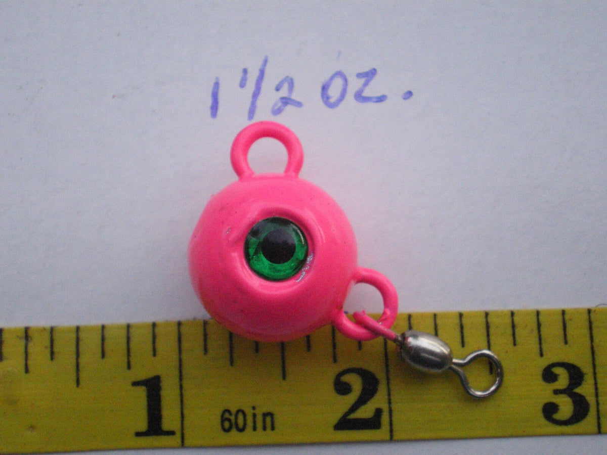 Fishing Jig Heads Set - Neon Pink & Green, 4 Sizes with Swivel Attachments