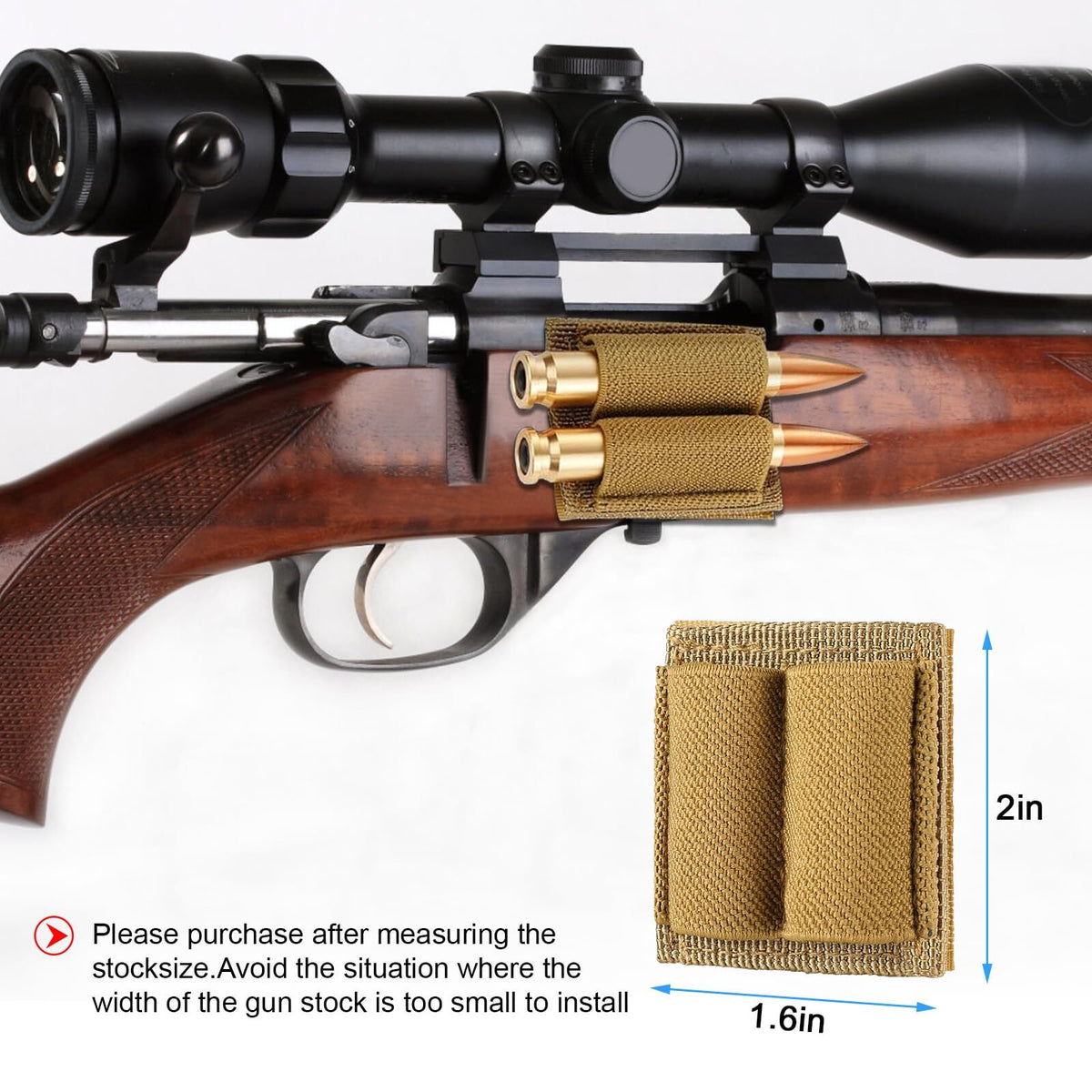 2PCS Rifle Bullet Shell Holder with Hook & Loop for Hunting & Shooting