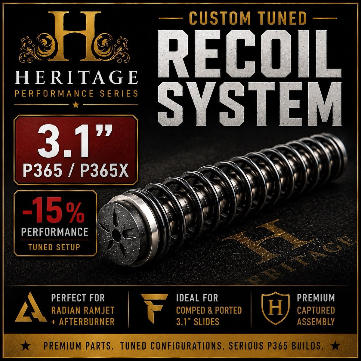 Heritage Performance Recoil System for SIG P365X 3.1" Compact Builds - Reduced Power