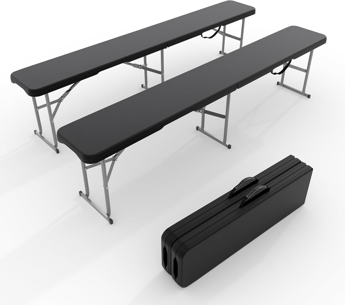 6ft Plastic Folding Bench Pack of 2 Waterproof Portable Seating for Indoor & Outdoor