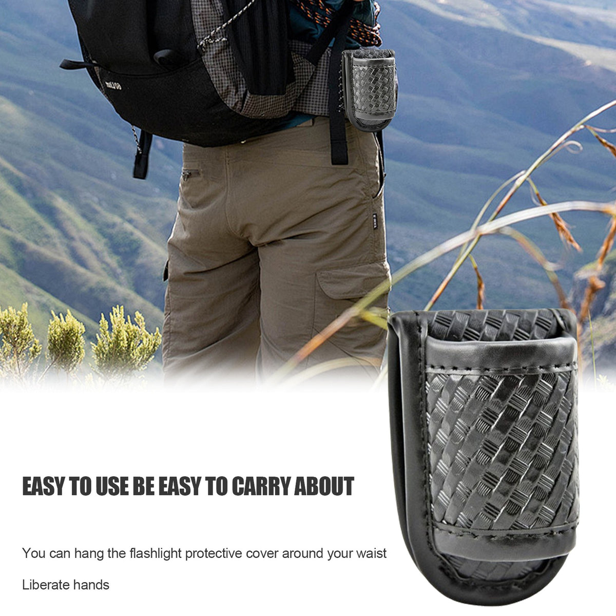 Universal Flashlight Belt Holster Pouch Nylon PU Leather Carry Case