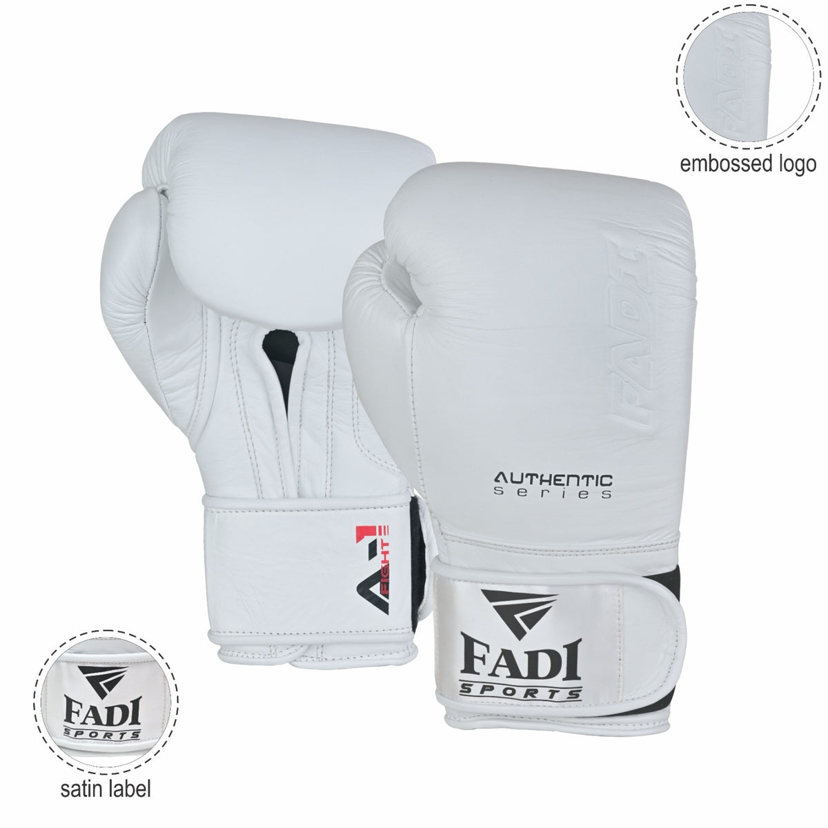 10oz Boxing Gloves Pair - White Leather Sparring & Training Gear