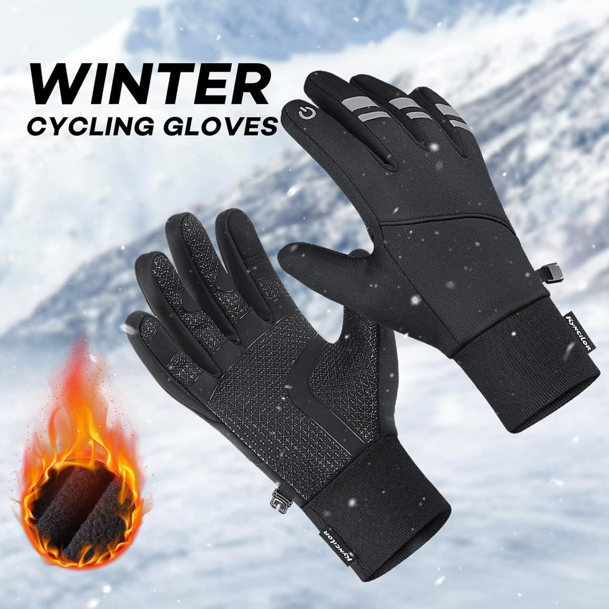 Winter Cycling Gloves Waterproof Touchscreen Thermal Gloves for Cold Weather