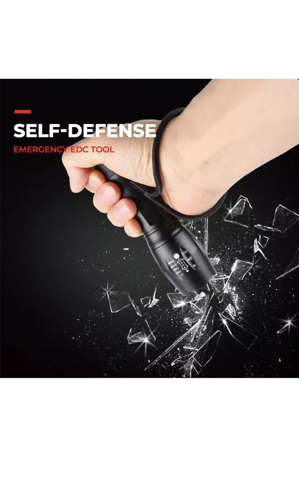 Super Bright Tactical LED Flashlight with Zoom and Safety Modes