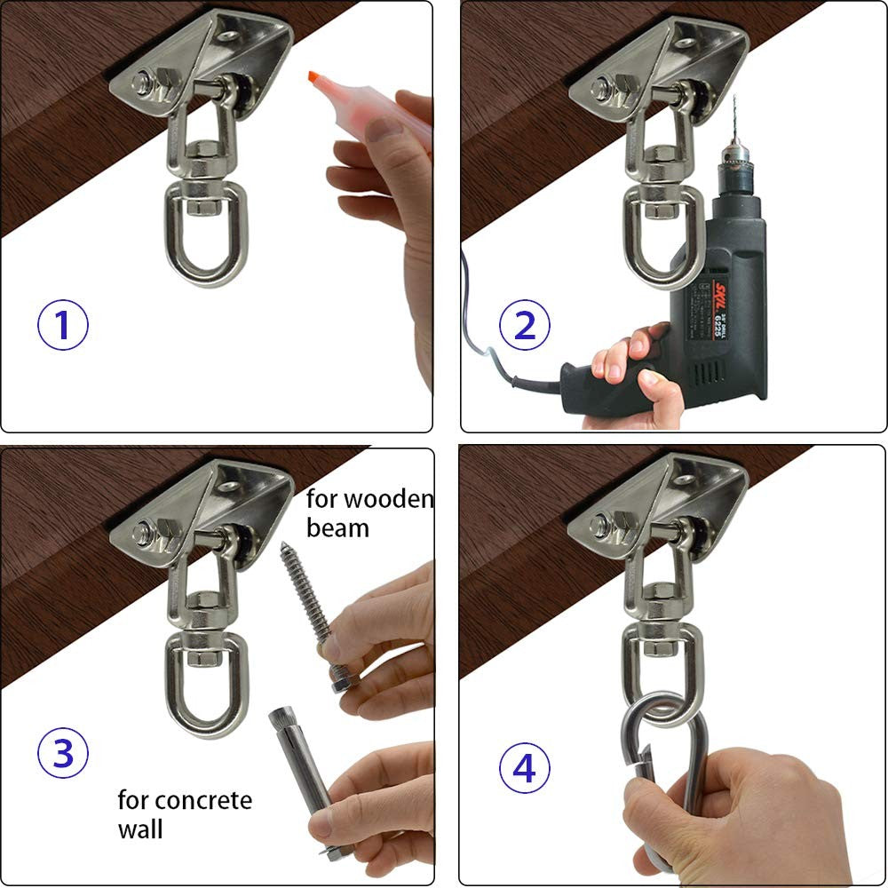 Heavy Duty Hammock Hanging Kit with 39-Inch Steel Chain & Swivel - Supports 1000lbs