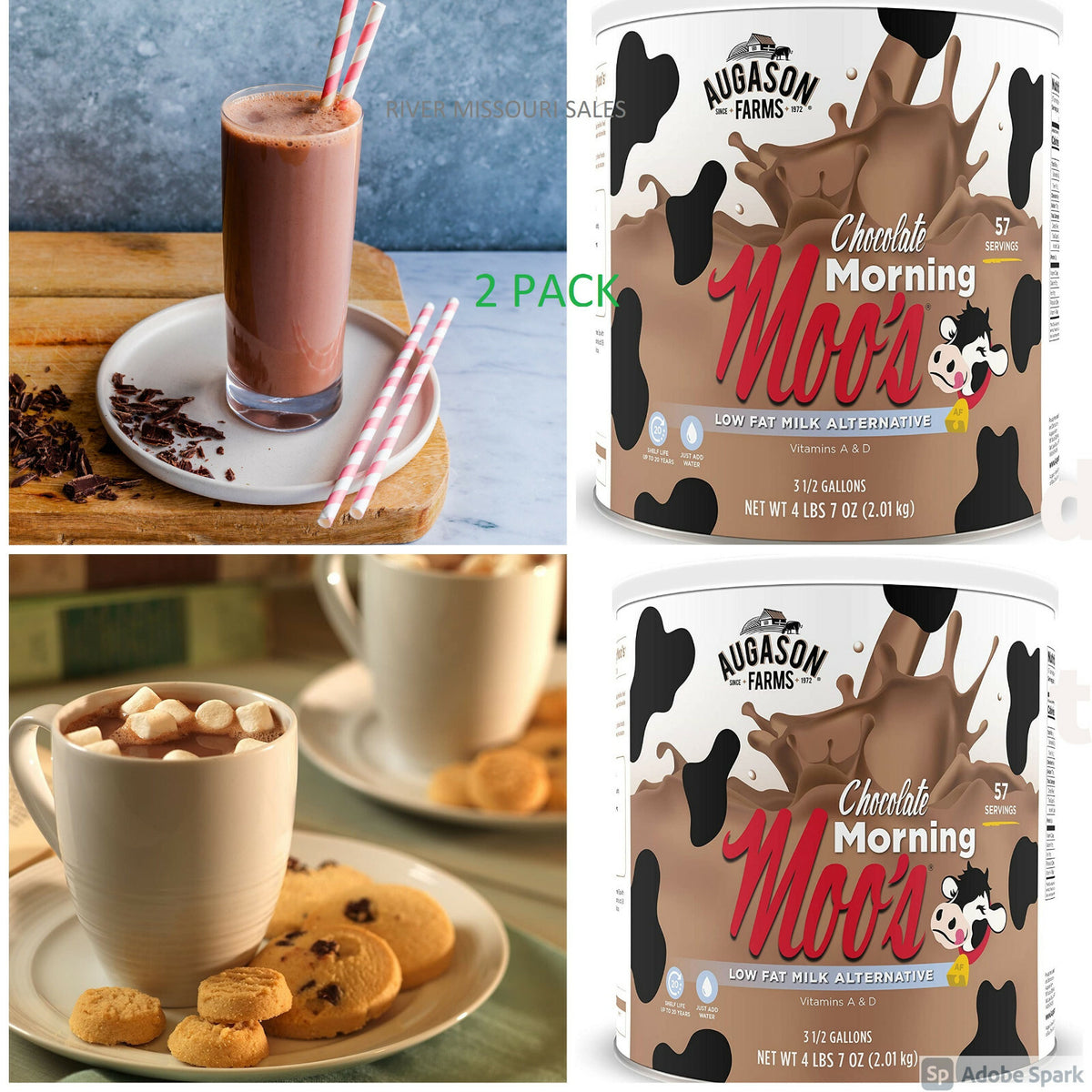 2 Pack Non-Dairy Chocolate Milk Alternative Powdered Milk 4.7 lbs