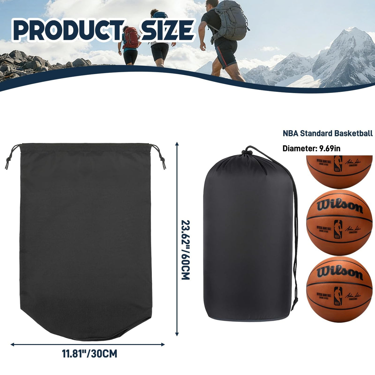 Waterproof Outdoor Storage Sack 12x24 Inch Nylon Gear Organizer - 2 Pack