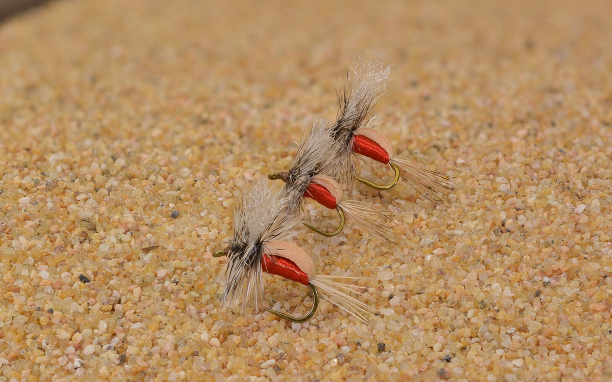 Red Foam Fishing Flies Set with Mustad Signature Hooks - Assorted Sizes