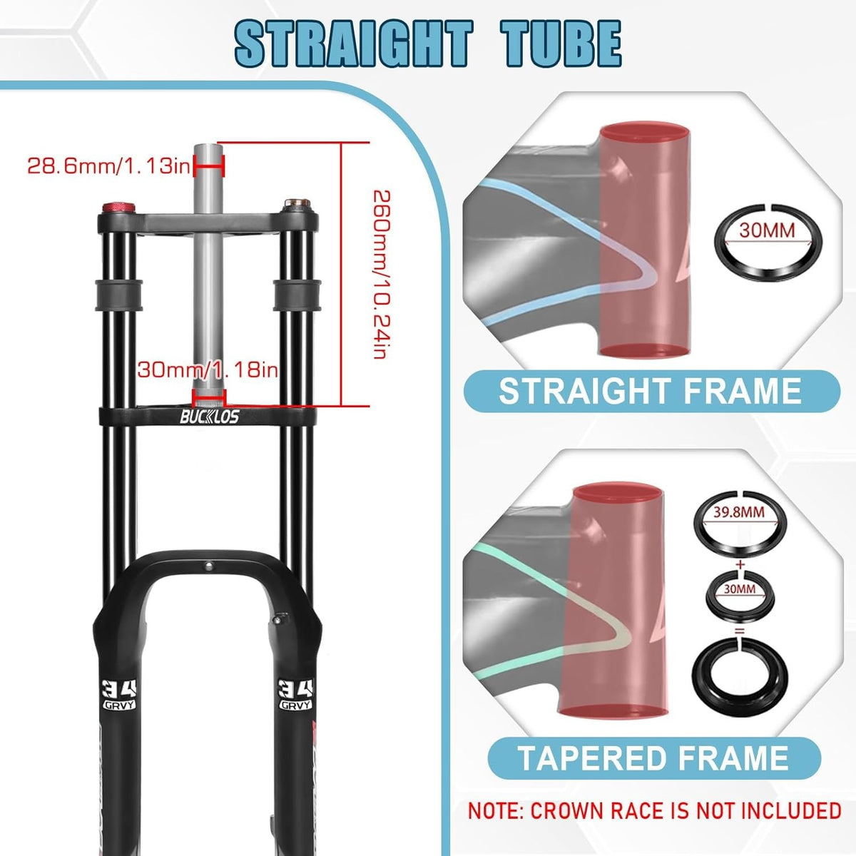 26 Inch Fat Tire Snow Electric MTB Bike Suspension Fork - 180mm Travel