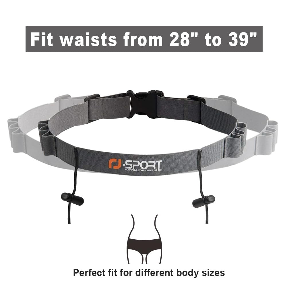 Triathlon Race Belt with 6 Energy Gel Loops Adjustable Bib Holder