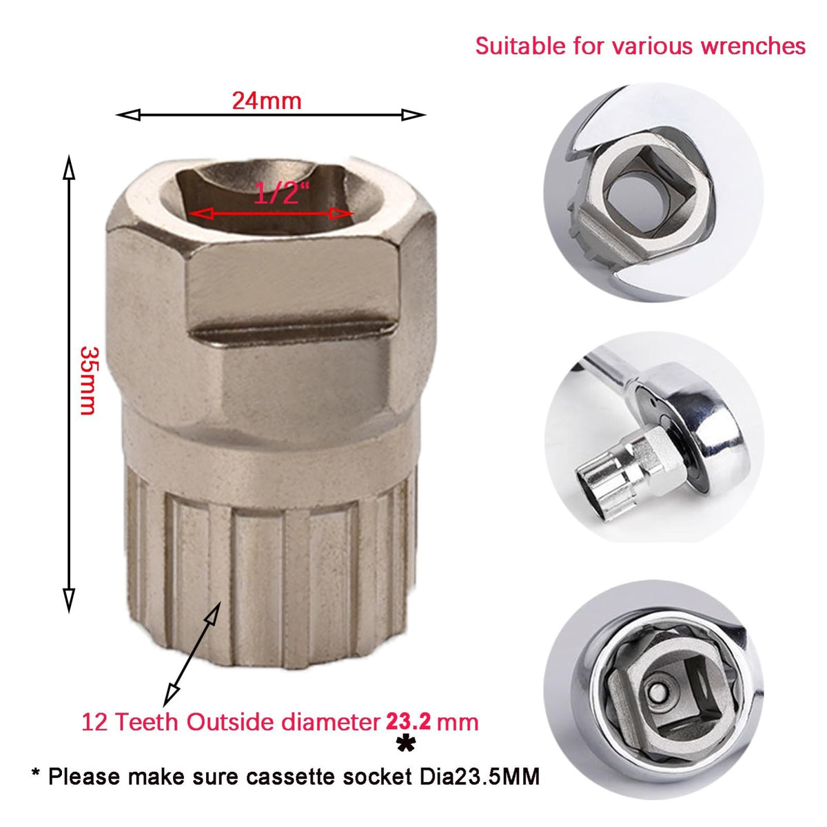 Bike Cassette & Freewheel Removal Tool Kit with Chain Whip for Bicycle Maintenance