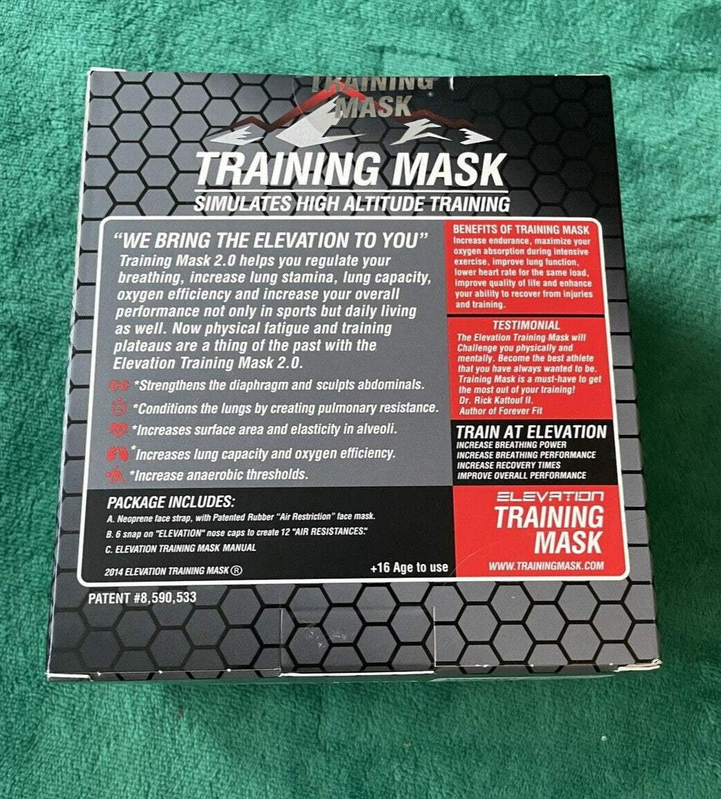 Elevation Training Mask 20 Simulates High Altitude Exercise Large NIB
