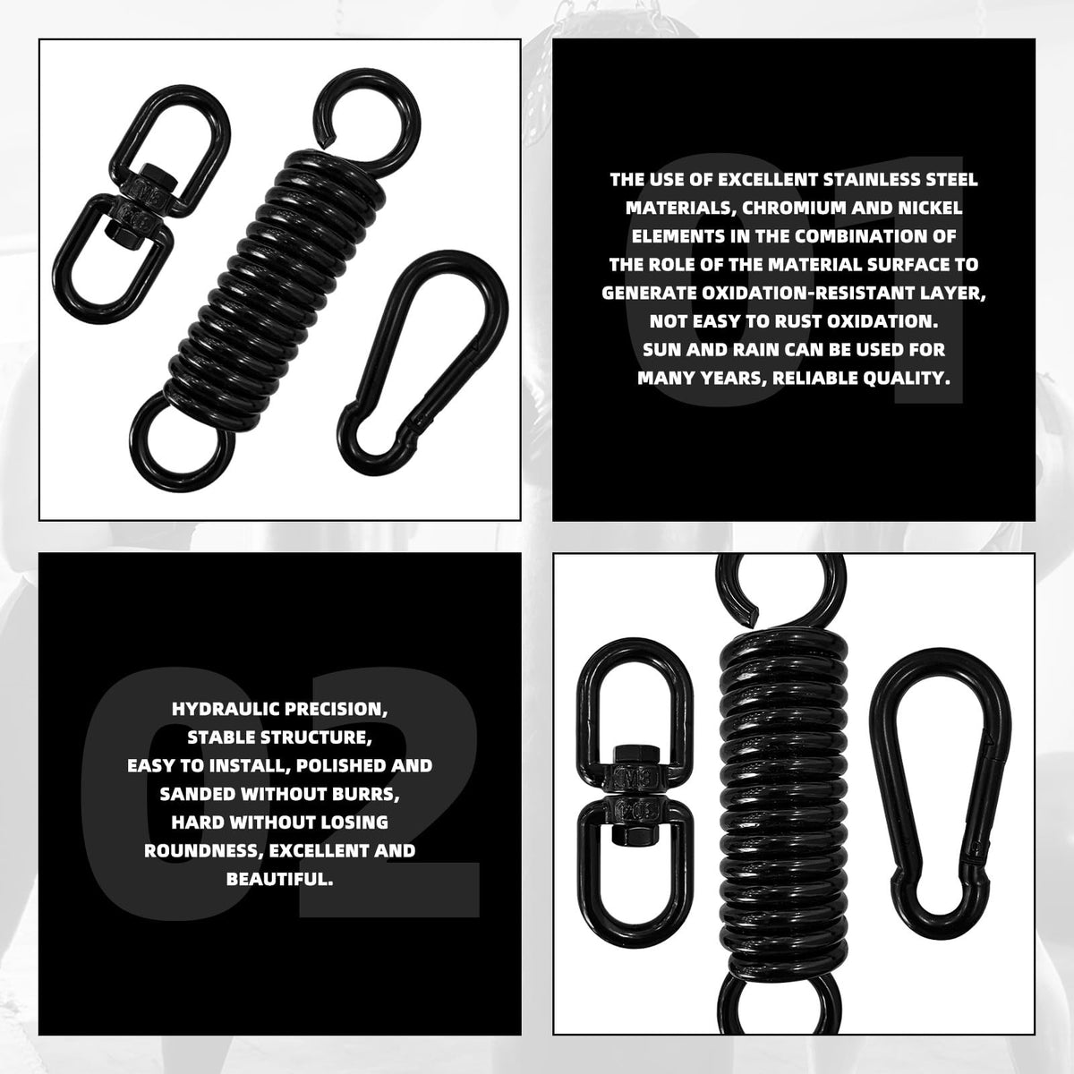 Heavy Duty Punching Bag Hanging Kit with Swivel & Carabiners - Boxing Equipment