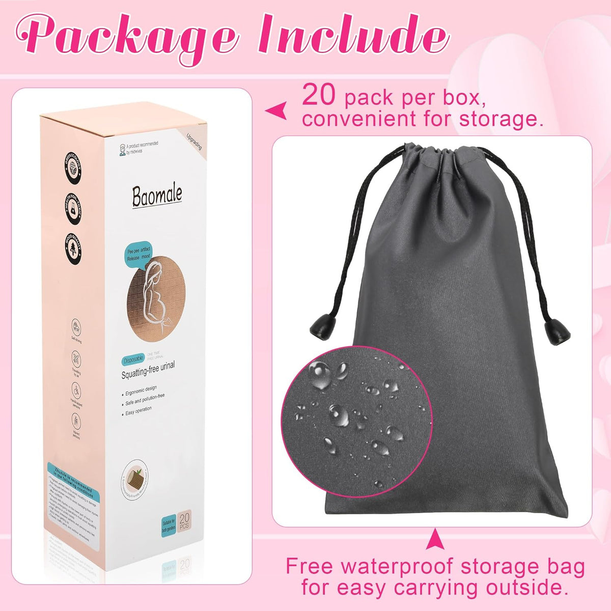 Disposable Female Urination Device Pack - Portable Girl Urinal Funnel for Camping Hiking