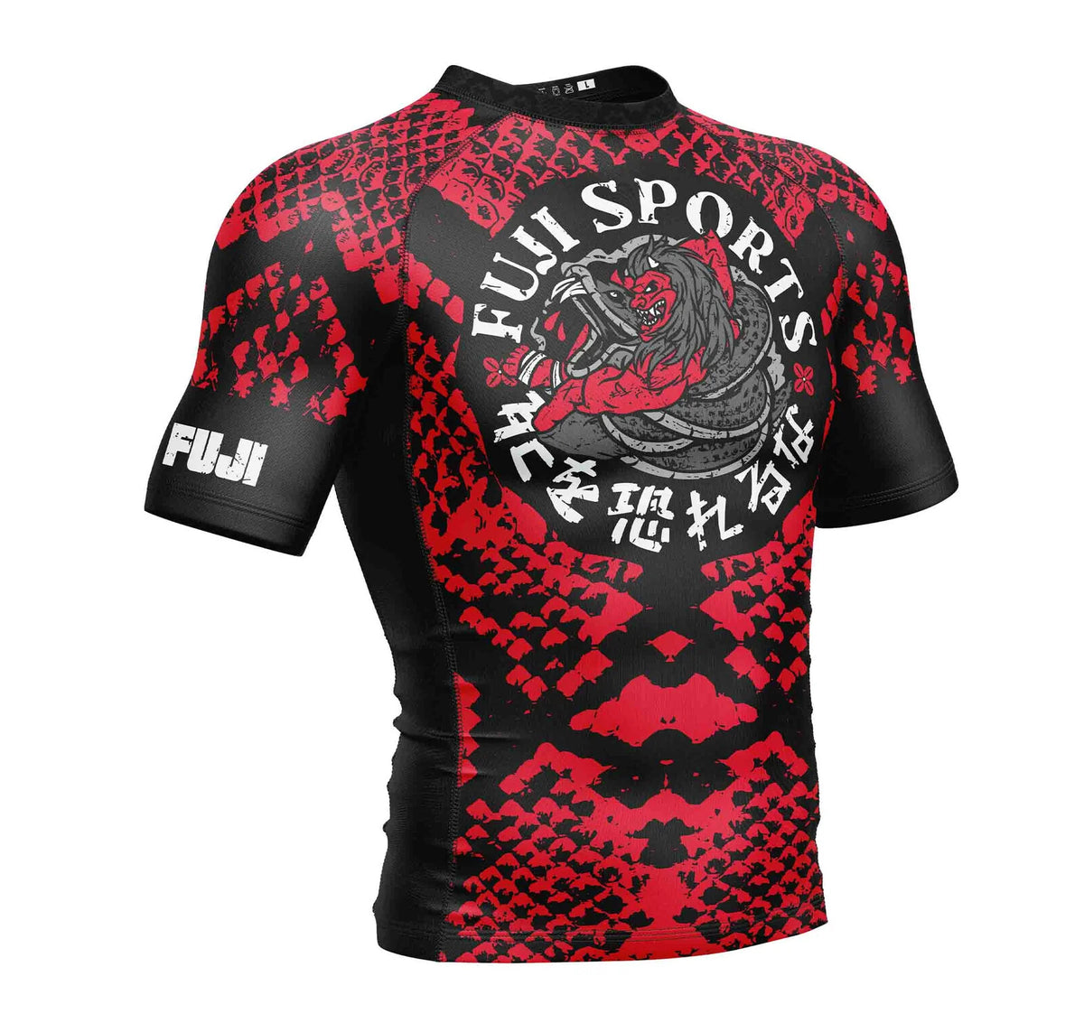 MMA Rashguard Short Sleeve Combat Shirt for Jiu Jitsu & BJJ - Red Black