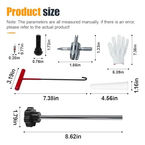 Car Tire Valve Core Removal & Replacement Kit with 5 Valves & 4-Way Tool