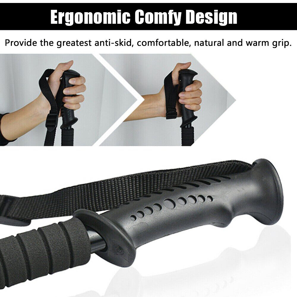 2X Adjustable Hiking Trekking Poles Nordic Walking Sticks Anti-shock Alpenstock