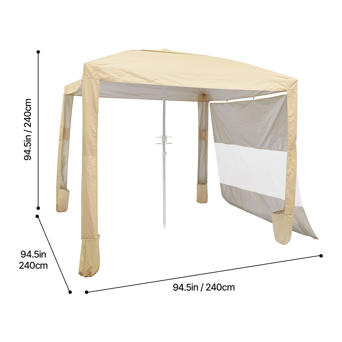 8x8 ft Beach Cabana Canopy with Side Wall and Carry Bag - UPF 50+ Sun Shelter