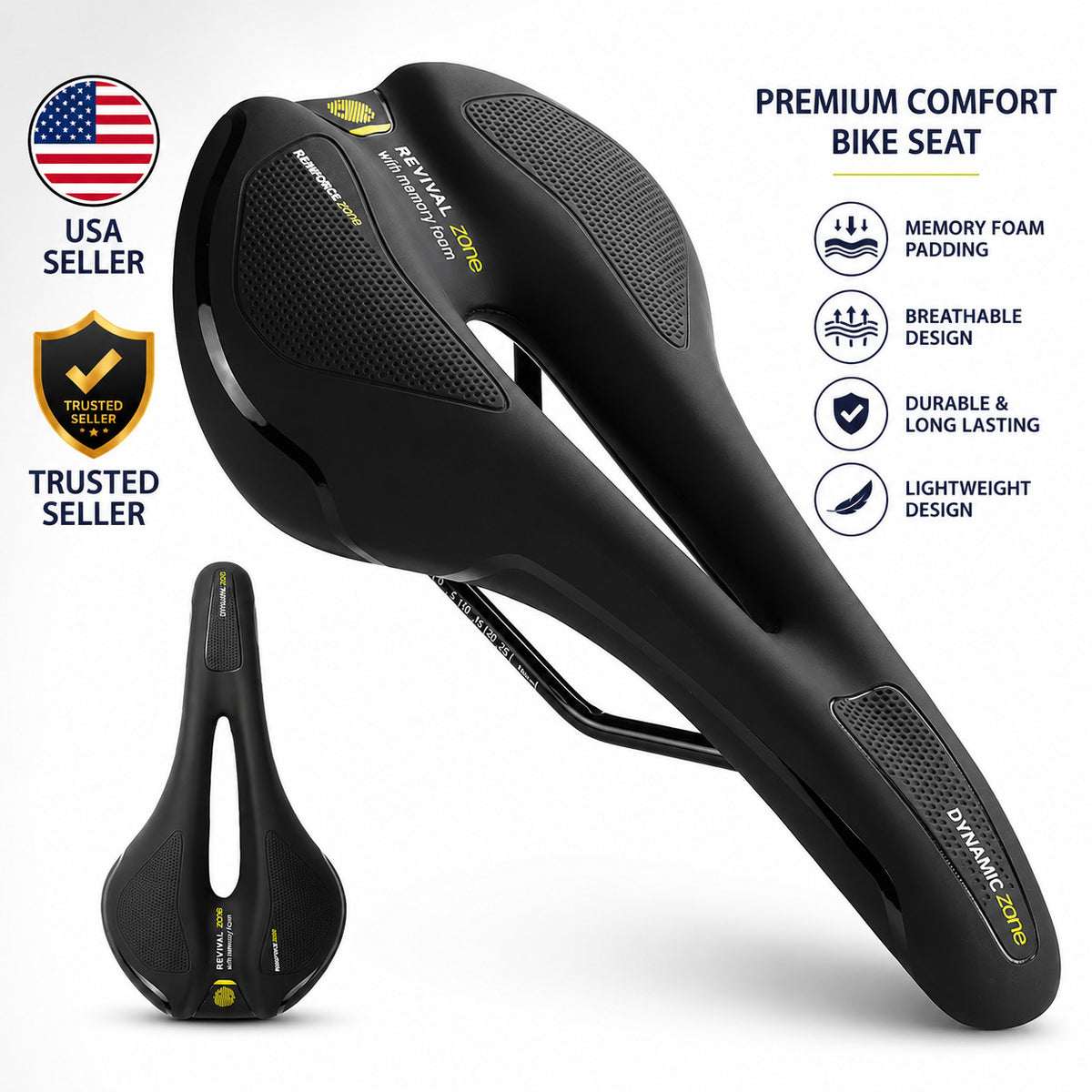 Universal Bicycle Saddle MTB & Road Bike Seat Gel Cushion - Black