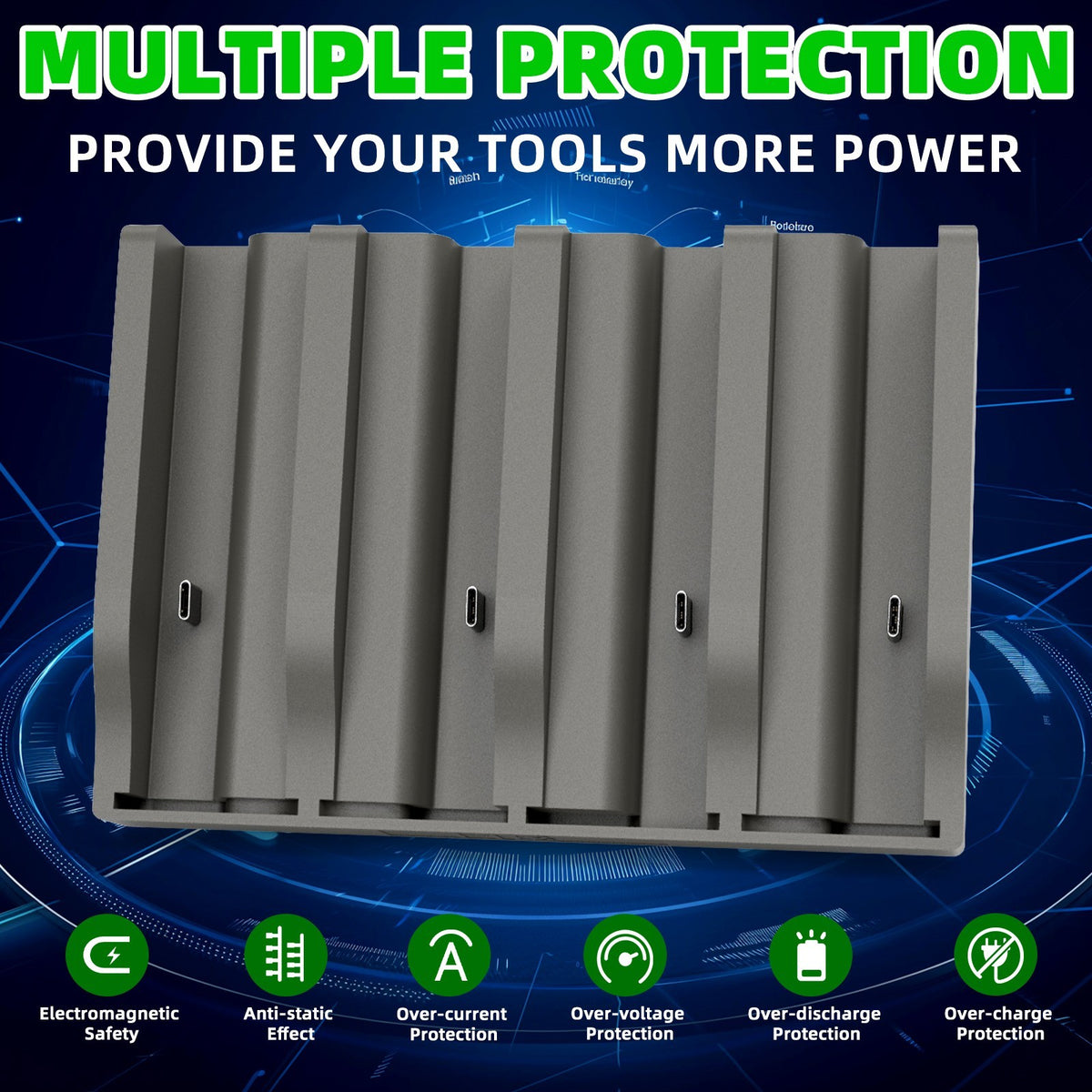 4-Port Lithium Cartridge Charger for Tactacam Reveal EM6 Batteries