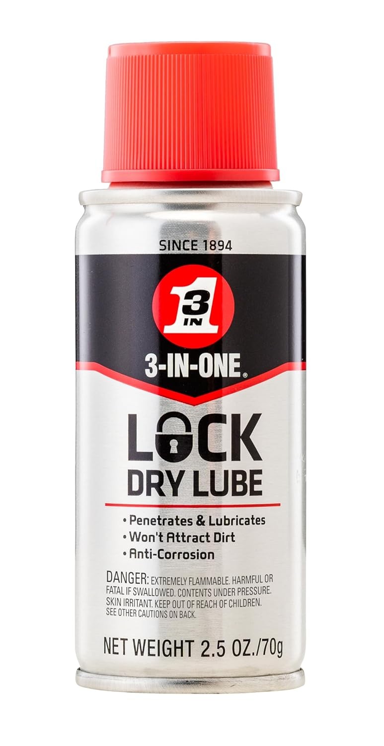 Lock Dry Lubricant Spray 2.5 OZ for Locks & Padlocks - Clear, Quick-Drying