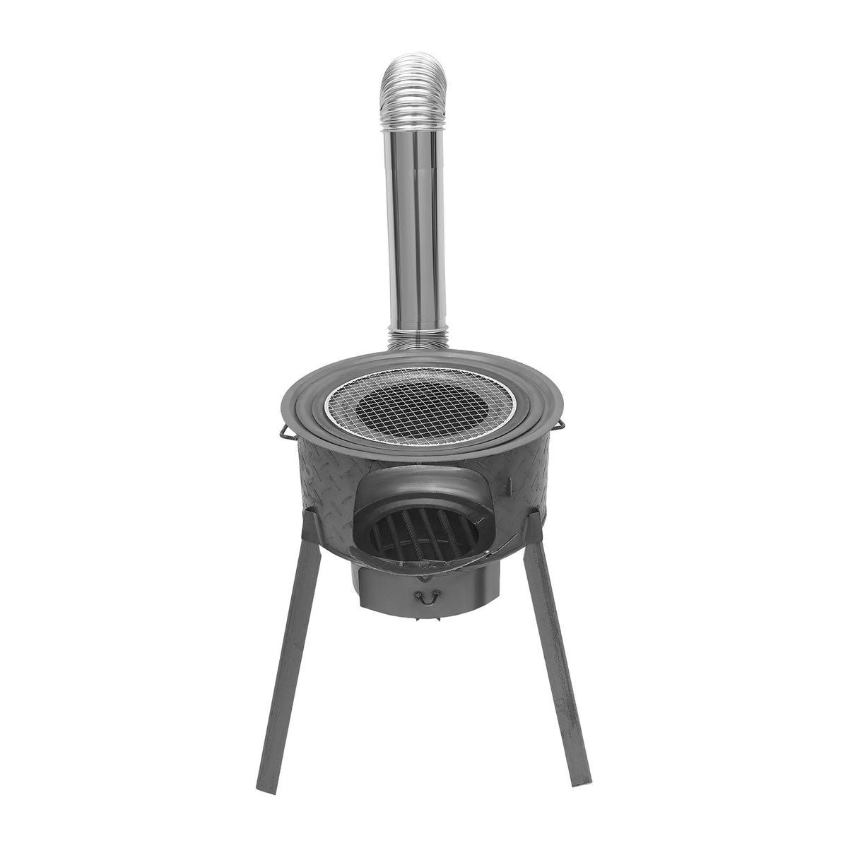 Portable Camping Wood Stove with Wok Rings, Stable Steel Support