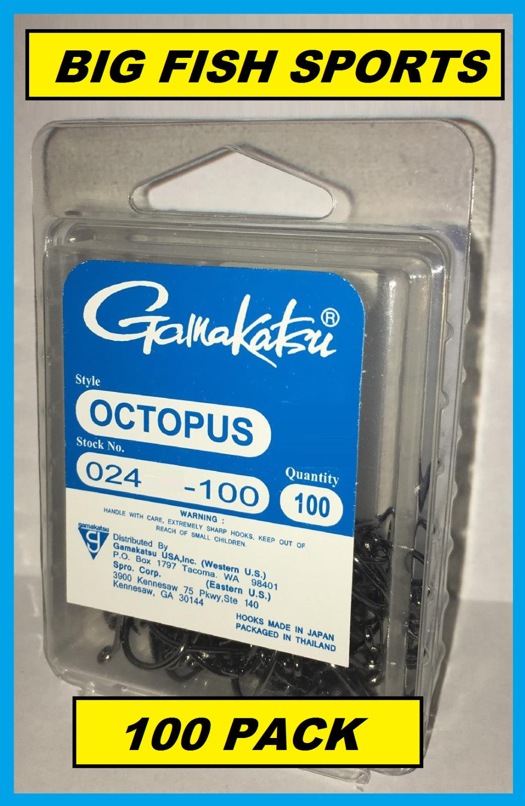 Gamakatsu #024 Octopus Fishing Hooks – 100 Pack Size 2, Offset Point
