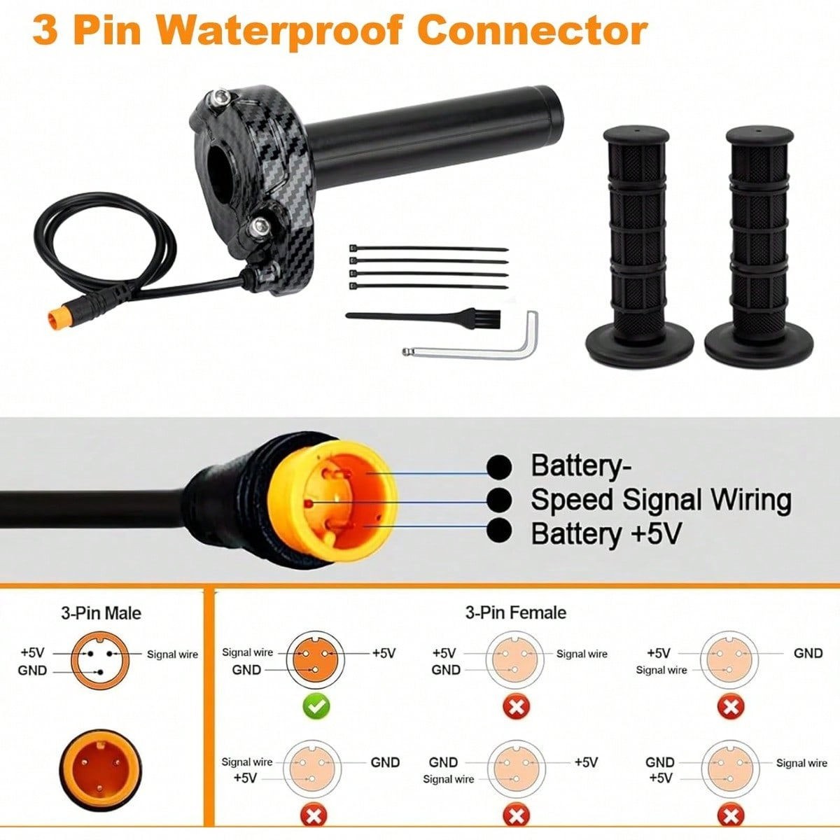 Full Twist Throttle Kit for Ebike 12V-72V - Universal Motorcycle Feel
