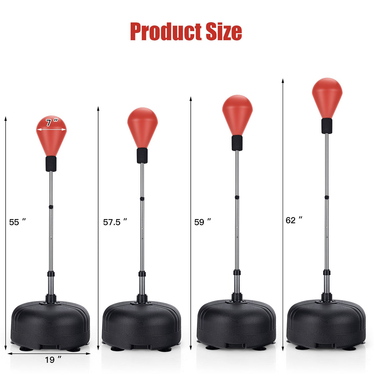 Adjustable Freestanding Punching Bag with Stand and Boxing Gloves for Kids and Adults