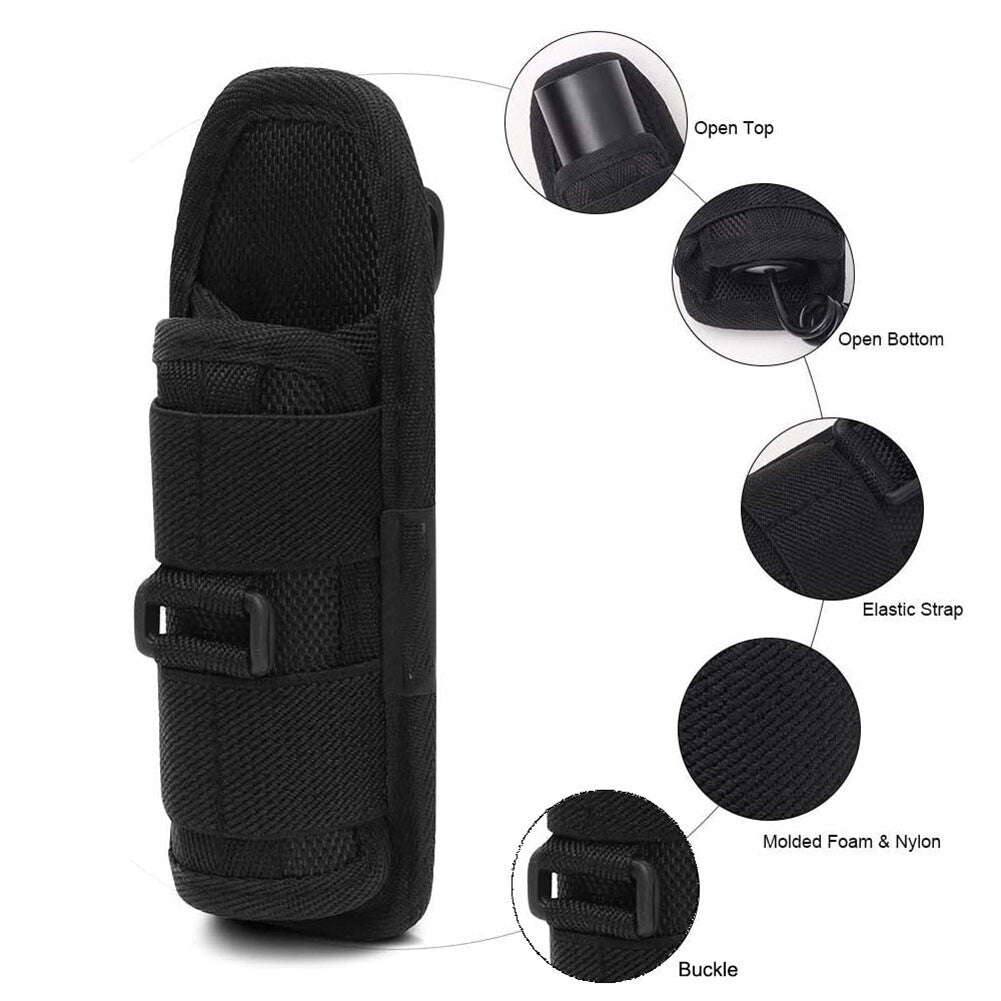 360° Rotatable Tactical LED Flashlight Holster Belt Bag Outdoor Carry Case