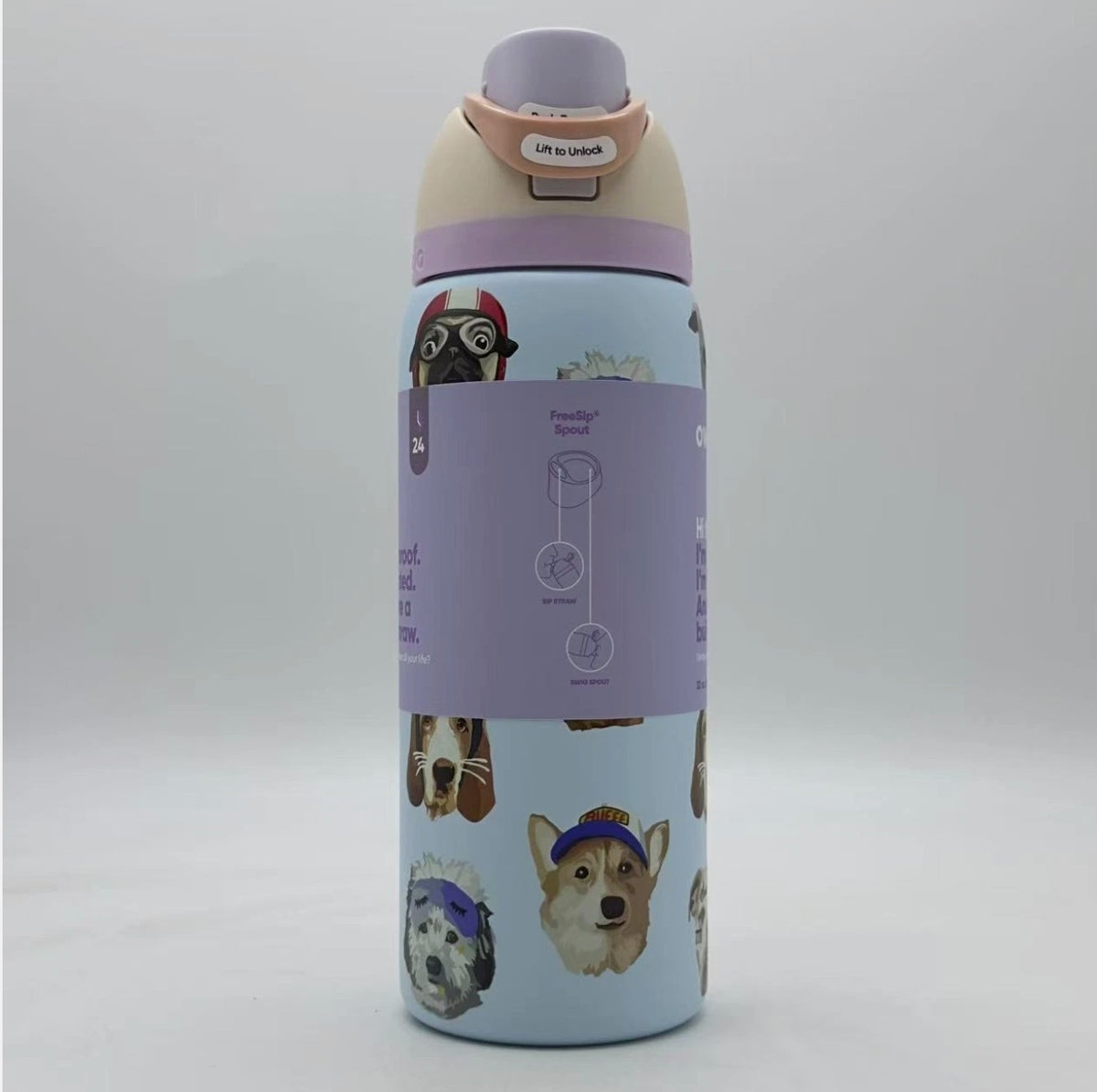 Insulated 32 Oz Water Bottle with Leak-Proof Lid & FreeSip Spout for Dogs