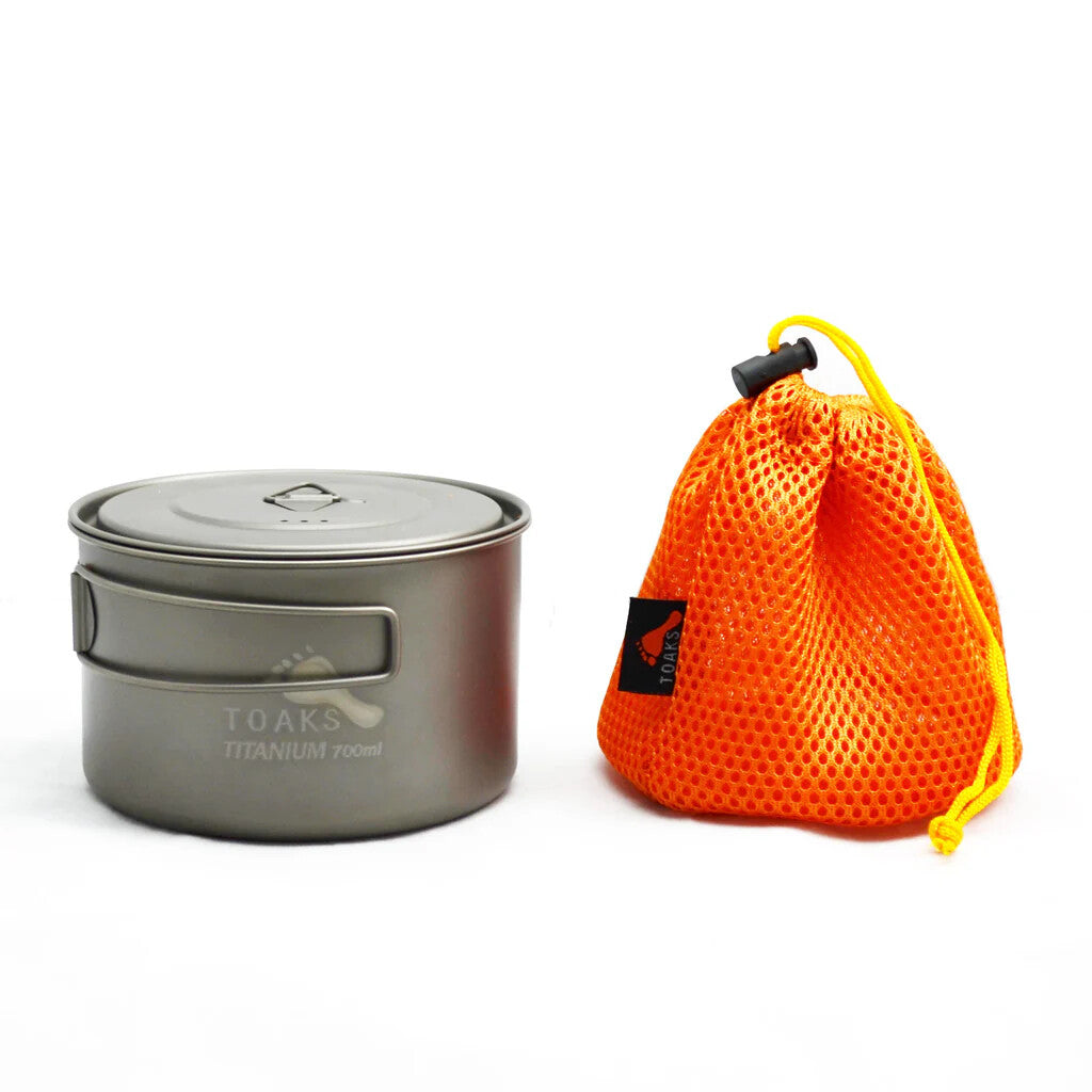 Titanium Camping Pot with Folding Handle - Lightweight Backpacking Cookware