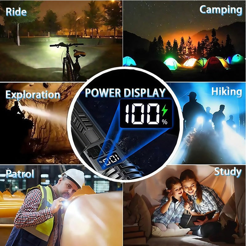 Rechargeable LED Tactical Flashlight with Zoom Focus & 5 Modes - Emergency & Camping Light