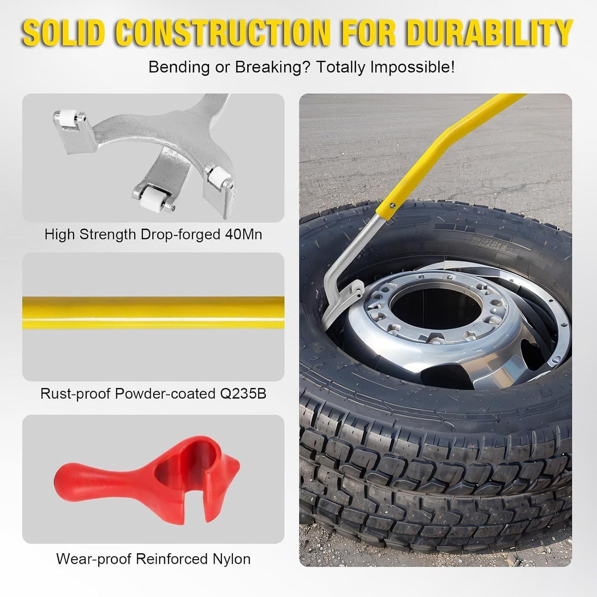 Semi Tire Changing Tool Set 17.5-24.5 Inch for Cars Trucks Buses - Durable Steel