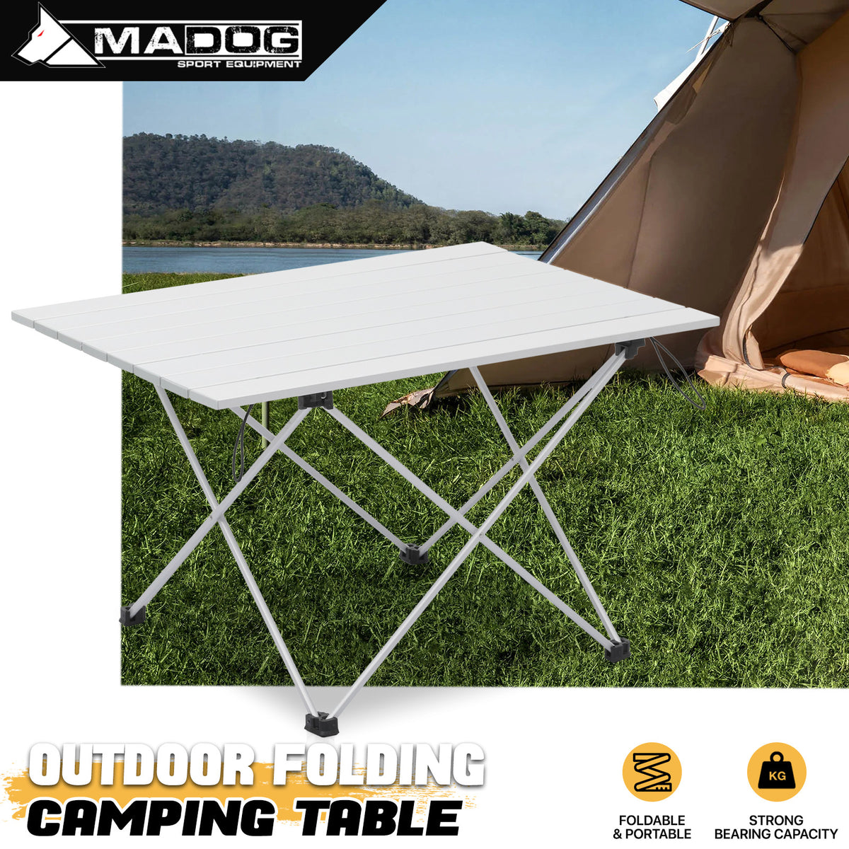 26-Inch Folding Aluminum Camping Table Lightweight Outdoor Picnic Desk