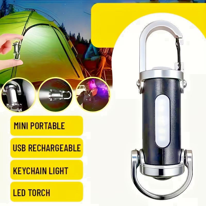 Rechargeable Mini Keychain Flashlight 300LM - Multi-Mode Portable LED Work Light