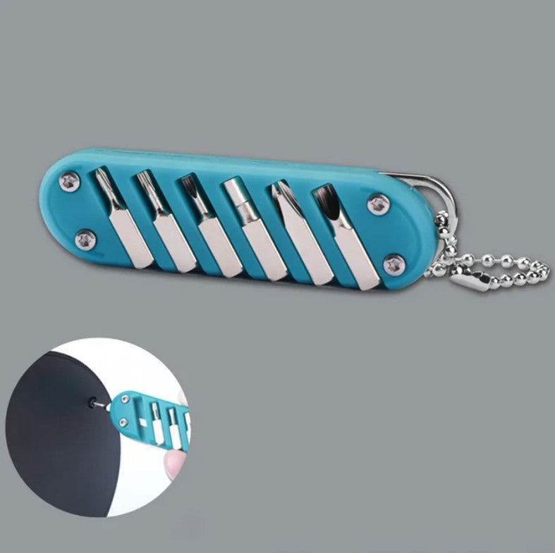 Multifunctional Folding Knife Keychain Tool with Screwdriver - Stainless Steel, Compact EDC