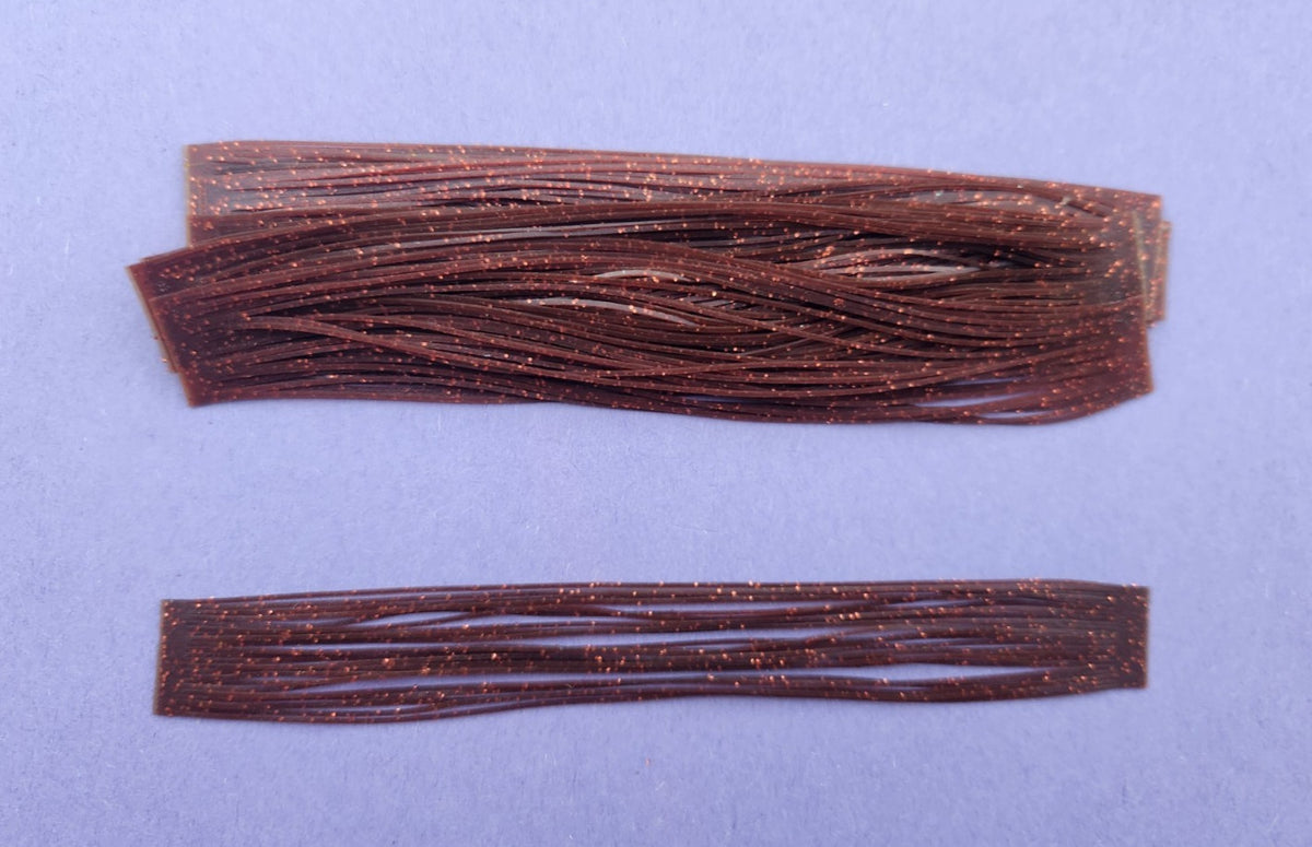 Silicone Fish Lure Skirt Set for Spinnerbaits and Buzzbaits - Brown & Orange Glitter, 6 Inches, 20 Strands