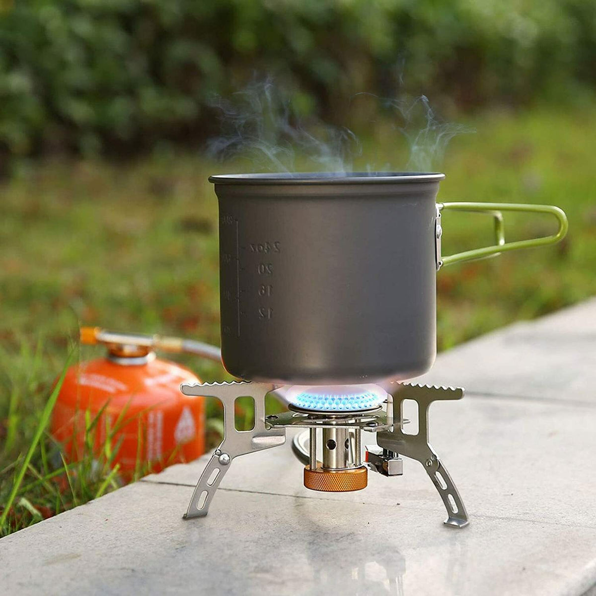 Portable Camping Gas Stove with Piezo Ignition and Carrying Case